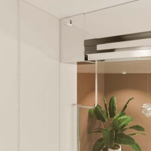 Mampara de ducha TECH HIGH rectangular 1 fijo - 1 puerta corredera + 1 fijo vidrio 8 mm. ACERO INOXIDABLE Fábricada a techo