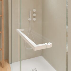 Mampara de ducha VERONA frontal abierta 1 fijo- 1 puerta corredera acabado BLANCO MATE