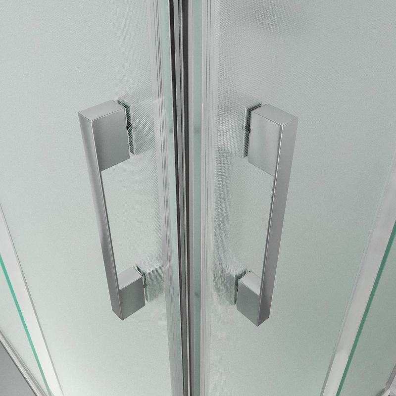 Mampara de ducha rectangular GLISS apertura angular 2 fijos-2 puertas correderas. Vidrio OPACO con tratamiento anti-cal. Acabado CROMO BRILLO - Imagen 2