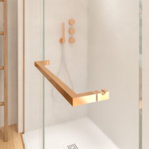 Mampara de ducha VERONA frontal abierta 1 fijo- 1 puerta corredera. Acabado COBRE MATE
