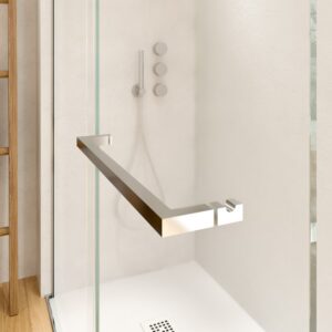 Mampara de ducha VERONA frontal abierta 1 fijo- 1 puerta corredera acabado. CROMO BRILLO