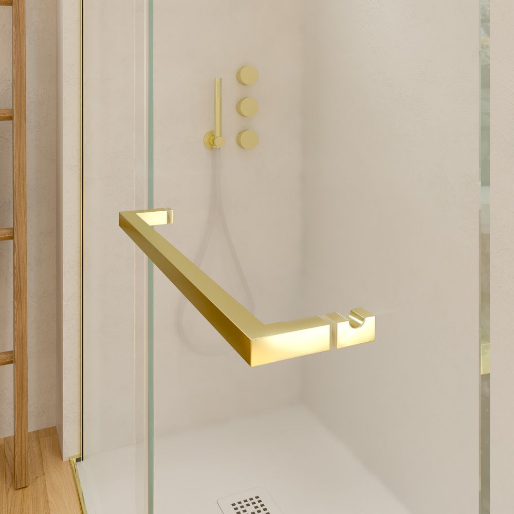 Mampara de ducha VERONA frontal abierta 1 fijo- 1 puerta corredera. Acabado ORO MATE - Imagen 2