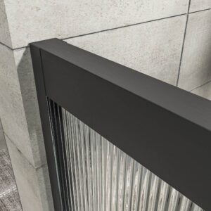 Mampara de ducha NOVUM frontal 1 fijo - 1 puerta corredera vidrio acanalado 6 mm. GUN METAL