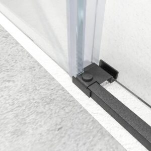 Mampara de ducha NOVUM frontal 1 fijo - 1 puerta corredera vidrio transparente 6 mm. CUERO NEGRO