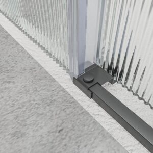 Mampara de ducha NOVUM frontal 1 fijo - 1 puerta corredera vidrio acanalado 6 mm. GUN METAL