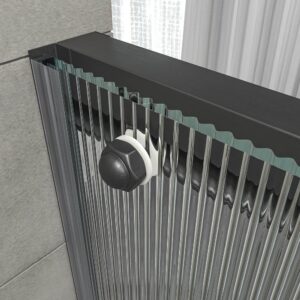 Mampara de ducha NOVUM frontal 1 fijo - 1 puerta corredera vidrio acanalado 6 mm. GUN METAL