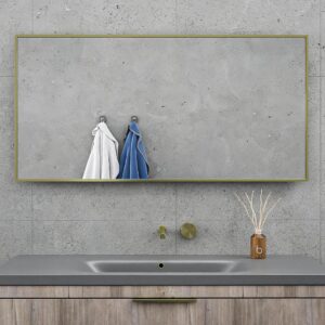 Espejo de baño ALUMINIUM marco oro con luz LED ambiental