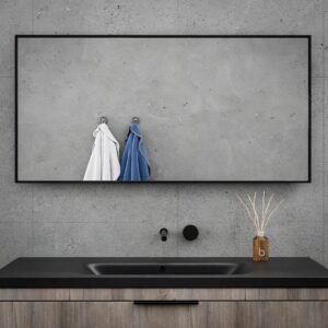 Espejo de baño ALUMINIUM marco negro con luz LED ambiental