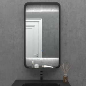 Espejo de baño ARIA marco negro con luz LED ambiental superior e inferior