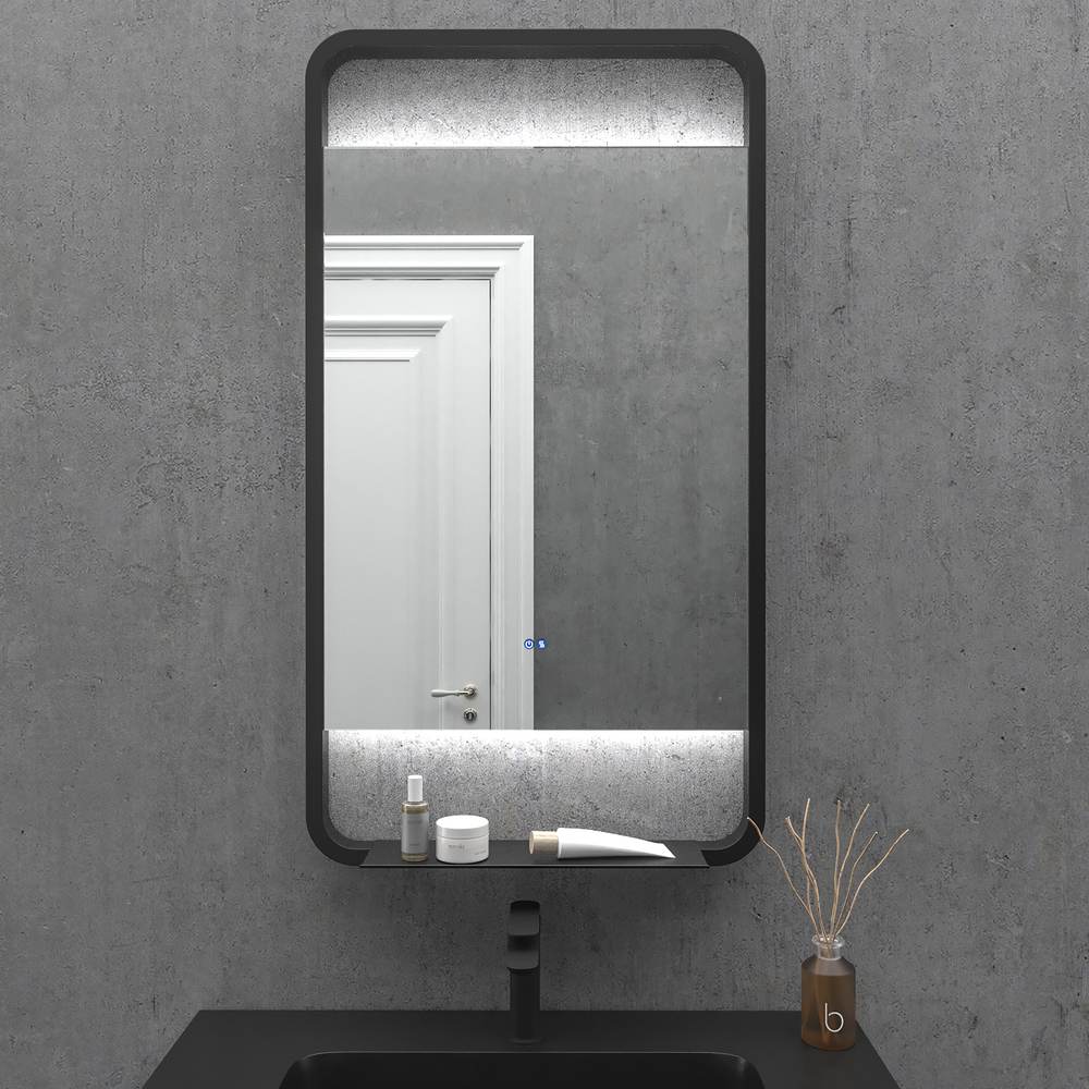Espejo de baño ARIA marco negro con luz LED ambiental superior e inferior - Imagen 3