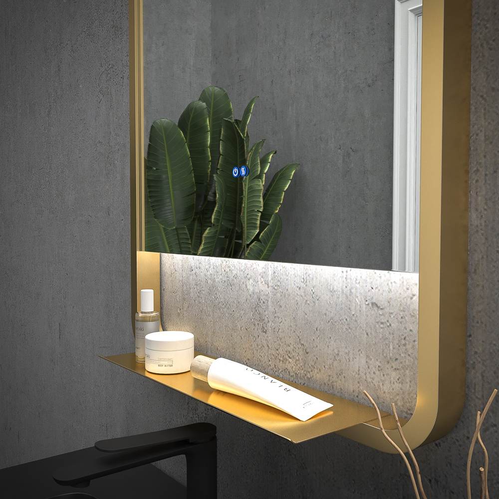 Espejo de baño ARIA marco oro mate con luz LED ambiental superior e inferior - Imagen 2