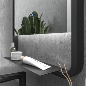 Espejo de baño ARIA marco negro con luz LED ambiental superior e inferior
