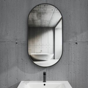 Espejo de baño FREYA canto pintado negro con luz LED ambiental