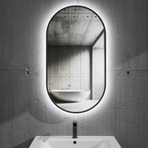 Espejo de baño FREYA canto pintado negro con luz LED ambiental