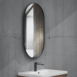 Espejo de baño FREYA canto pintado negro con luz LED ambiental