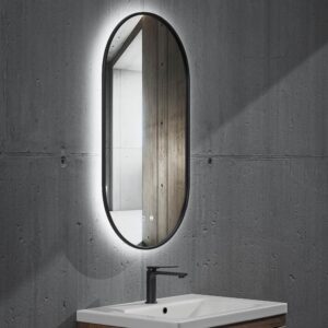 Espejo de baño FREYA canto pintado negro con luz LED ambiental