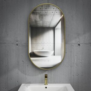 Espejo de baño FREYA canto pintado oro con luz LED ambiental