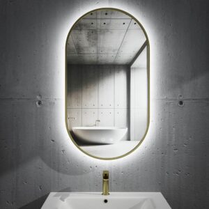 Espejo de baño FREYA canto pintado oro con luz LED ambiental
