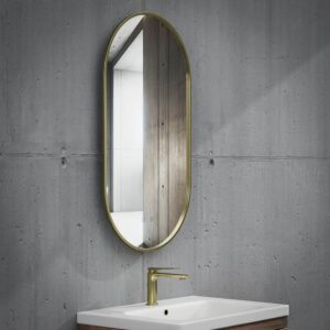 Espejo de baño FREYA canto pintado oro con luz LED ambiental