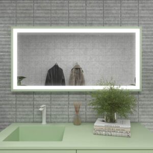 Mueble de baño DUNE suspendido 4 cajones con encimera SOLID SURFACE 2 senos Verde blanquecino
