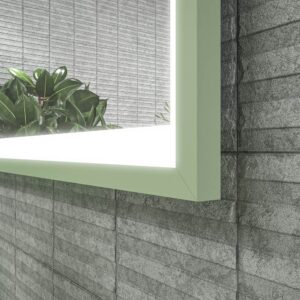 Mueble de baño DUNE suspendido 4 cajones con encimera SOLID SURFACE 2 senos Verde blanquecino