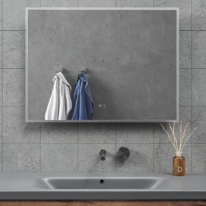 Espejo de baño KOMPLET rectangular con bisel con luz LED frontal  y ambiental