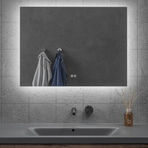 Espejo de baño KOMPLET rectangular con bisel con luz LED frontal  y ambiental