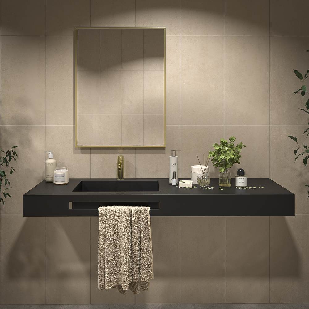 Espejo de baño KEOPS con arenado pintado ORO con luz LED ambiental