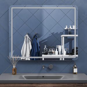 Espejo de baño LYRA rectangular con canto arenado con luz LED frontal