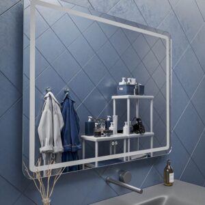 Espejo de baño LYRA rectangular con canto arenado con luz LED frontal