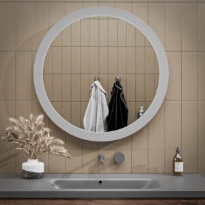 Espejo de baño MOON redondo con canto arenado con luz LED ambiental