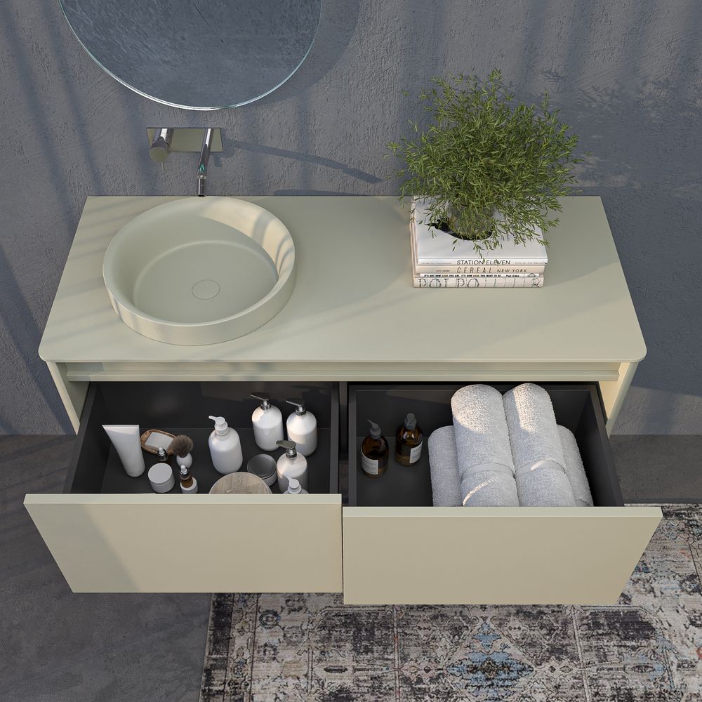 Mueble de baño FUSE suspendido 2 cajones GRIS GUIJARRO - Imagen 2