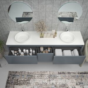 Mueble de baño FUSE suspendido 3 cajones GRIS AZULADO