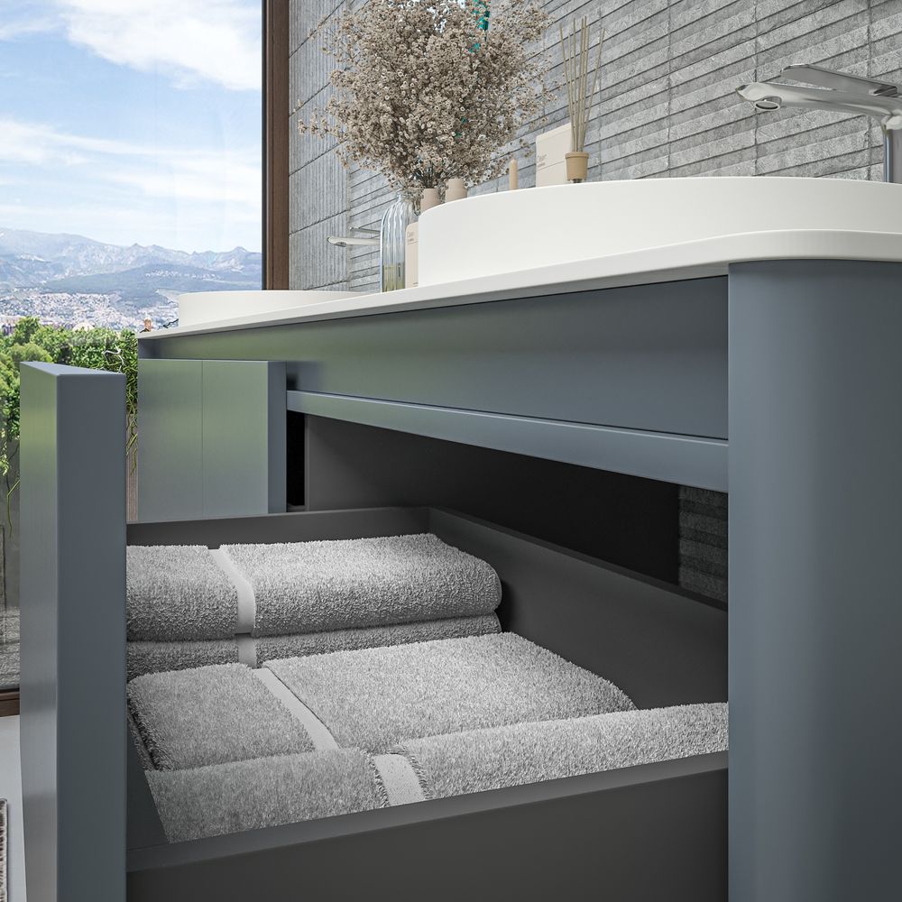 Mueble de baño FUSE suspendido 3 cajones GRIS AZULADO - Imagen 2