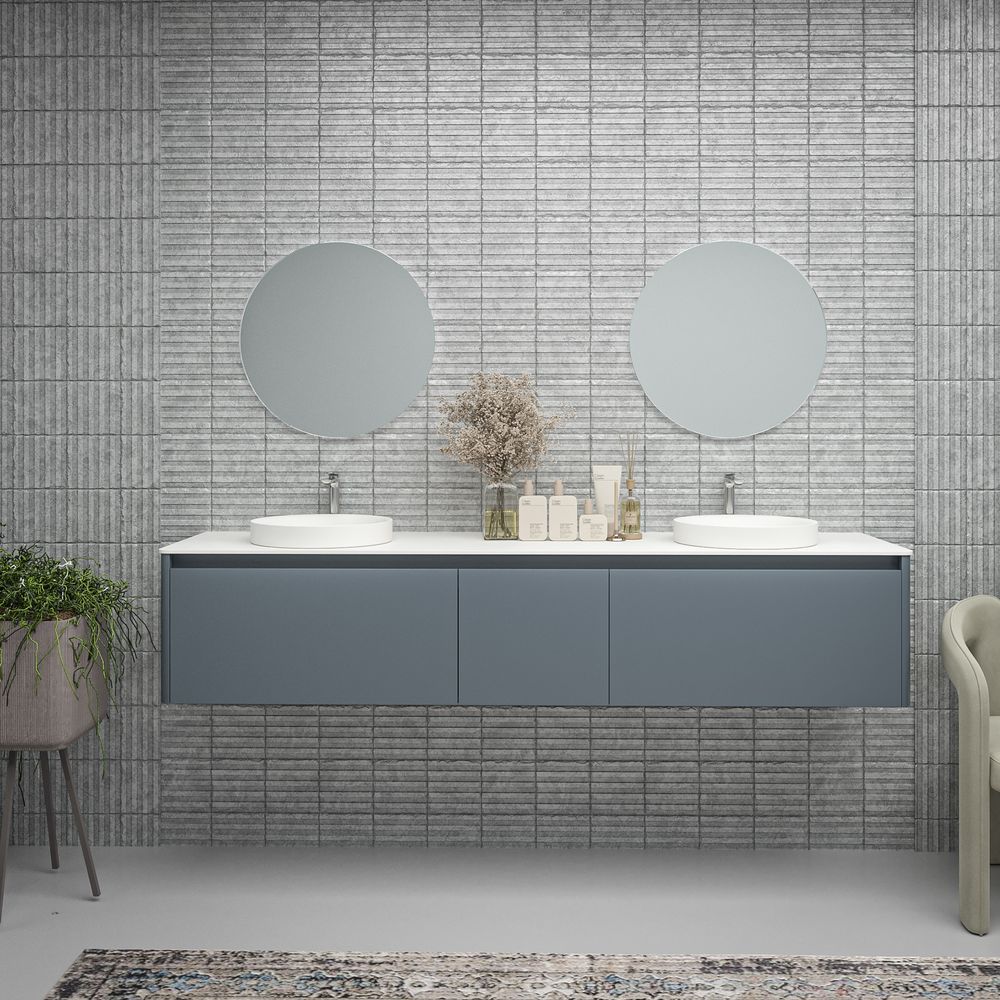 Mueble de baño FUSE suspendido 3 cajones GRIS AZULADO