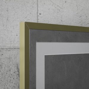 Espejo de baño RUNA marco aluminio ORO CEPILLADO con luz LED frontal