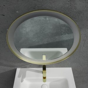 Espejo de baño VERA redondo marco aluminio ORO CEPILLADO con luz LED frontal