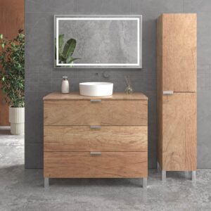Mueble de baño con patas 3 cajones LUXOR ARIZONA lavabo sobre encimera porcelana BLANCO