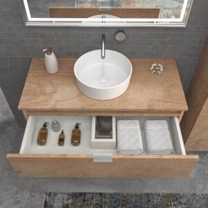 Mueble de baño con patas 3 cajones LUXOR ARIZONA lavabo sobre encimera porcelana BLANCO