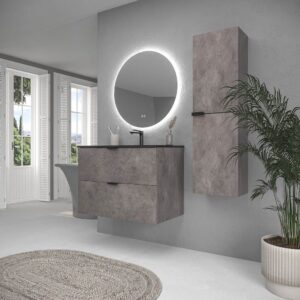 Mueble de baño suspendido 2 cajones ADAM  con lavabo porcelana HORMIGON