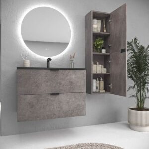 Mueble de baño suspendido 2 cajones ADAM  con lavabo porcelana HORMIGON