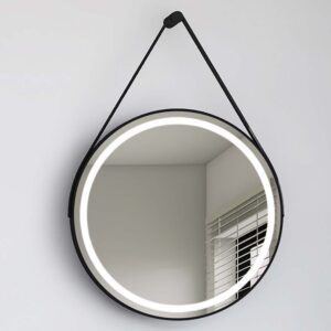 Espejo redondo LEATHER con LED perimetral