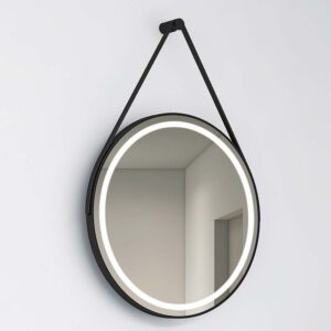 Espejo redondo LEATHER con LED perimetral