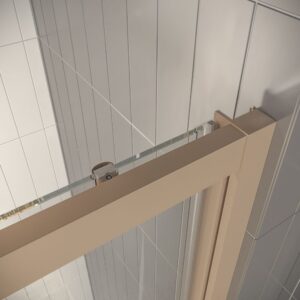 Mampara de ducha frontal LINEA1 fijo -1 puerta corredera. Sin perfil inferior. Acabado MOKA