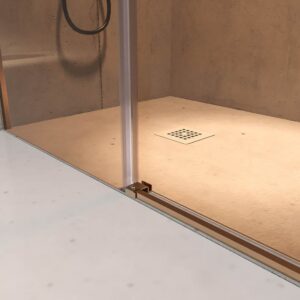 Mampara de ducha NOVUM rectangular 2 fijos - 2 puertas correderas vidrio 6 mm. Parsol bronce ACERO INOXIDABLE Cobre mate