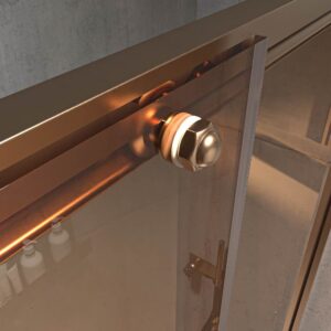 Mampara de ducha NOVUM rectangular 2 fijos - 2 puertas correderas vidrio 6 mm. Parsol bronce ACERO INOXIDABLE Cobre mate