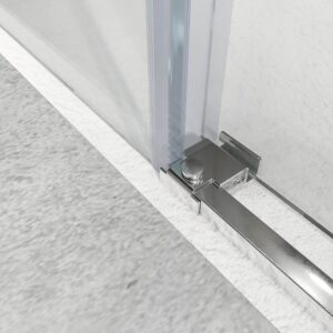 Mampara de ducha acero inoxidable LEXY frontal 1 fijo - 1 puerta corredera vidrio 8 mm.