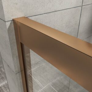 Mampara de ducha NOVUM frontal 1 fijo - 1 puerta corredera vidrio transparente 6 mm. COBRE MATE