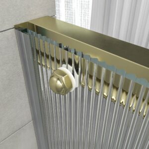 Mampara de ducha NOVUM frontal 1 fijo - 1 puerta corredera vidrio acanalado 6 mm. ORO MATE