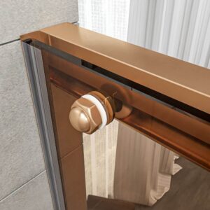 Mampara de ducha NOVUM frontal 1 fijo - 1 puerta corredera vidrio parsol bronce 6 mm. COBRE MATE